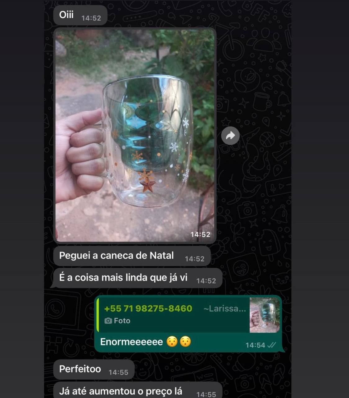 Depoimento de membro que recebeu uma caneca de Natal