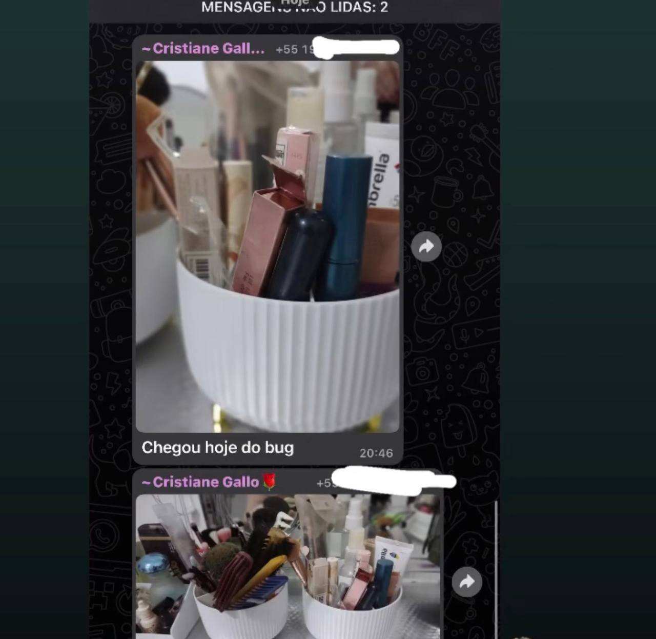 Depoimento de membro que recebeu produtos de beleza em promoção